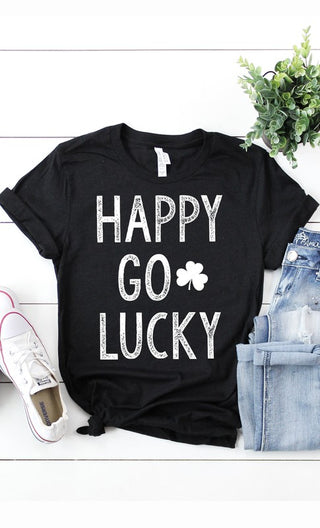 St Patricks Day Happy Go Lucky White Ink Shamrock