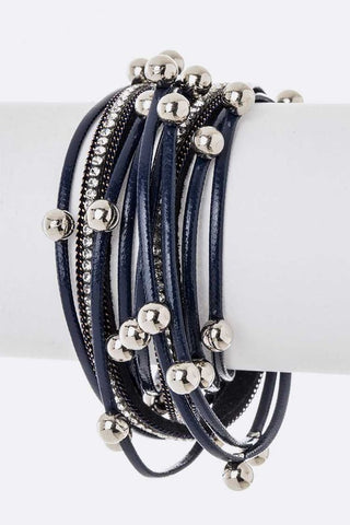 Beaded Double Wrap Metallic Bracelet