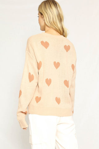 Light Pink with Red Hearts Sweater