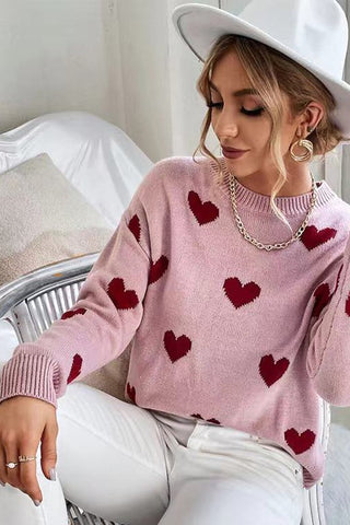 Light Pink with Red Hearts Sweater