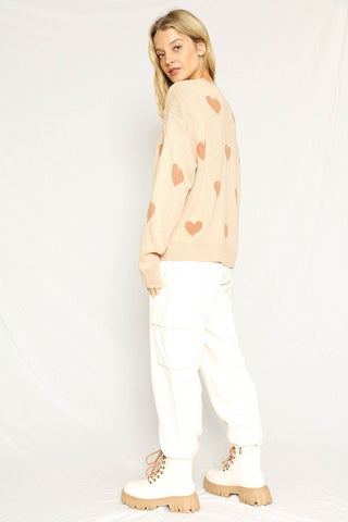 Light Pink with Red Hearts Sweater
