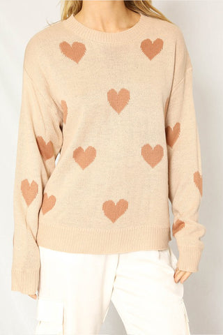 Light Pink with Red Hearts Sweater