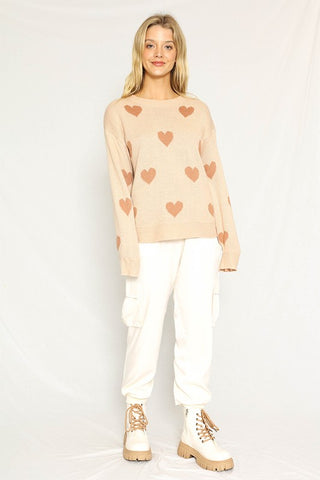 Light Pink with Red Hearts Sweater