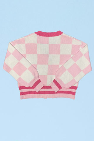 Checkered knit cardigan