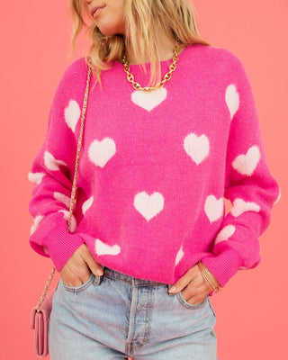 Pink Sweater with White Hearts