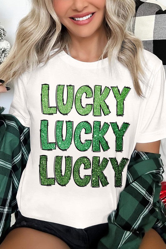 UNISEX SHORT SLEEVE LUCKY LUCKY LUCKY TEE SHIRT