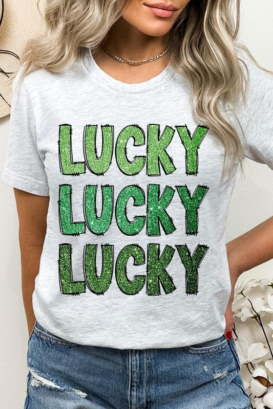 UNISEX SHORT SLEEVE LUCKY LUCKY LUCKY TEE SHIRT