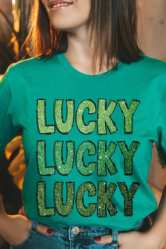 UNISEX SHORT SLEEVE LUCKY LUCKY LUCKY TEE SHIRT