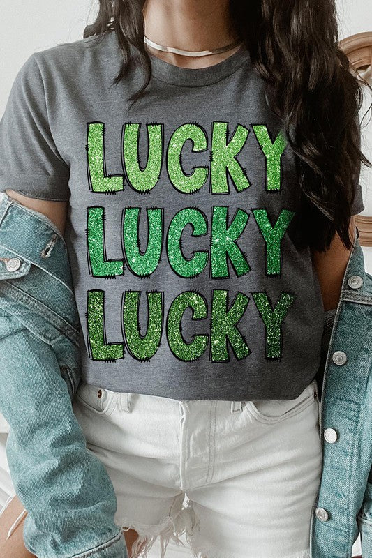 UNISEX SHORT SLEEVE LUCKY LUCKY LUCKY TEE SHIRT