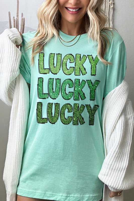 UNISEX SHORT SLEEVE LUCKY LUCKY LUCKY TEE SHIRT