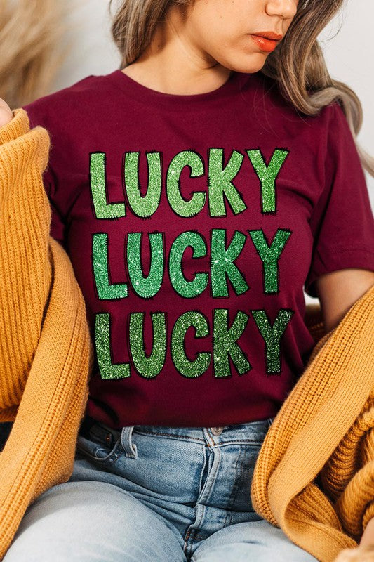 UNISEX SHORT SLEEVE LUCKY LUCKY LUCKY TEE SHIRT