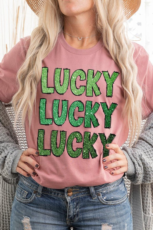 UNISEX SHORT SLEEVE LUCKY LUCKY LUCKY TEE SHIRT