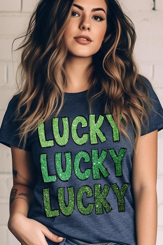 UNISEX SHORT SLEEVE LUCKY LUCKY LUCKY TEE SHIRT