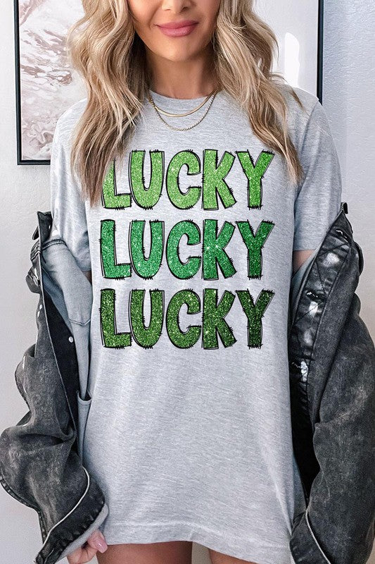 UNISEX SHORT SLEEVE LUCKY LUCKY LUCKY TEE SHIRT