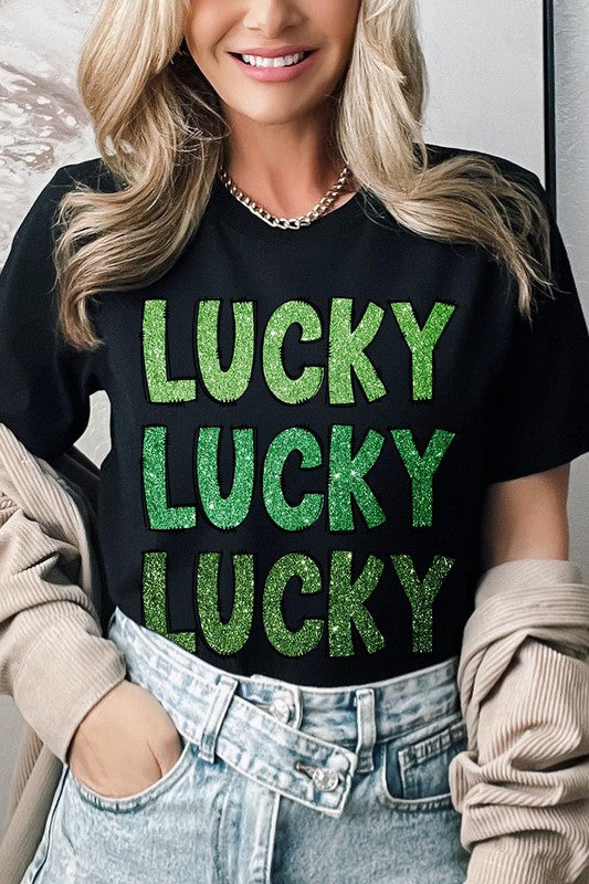 UNISEX SHORT SLEEVE LUCKY LUCKY LUCKY TEE SHIRT