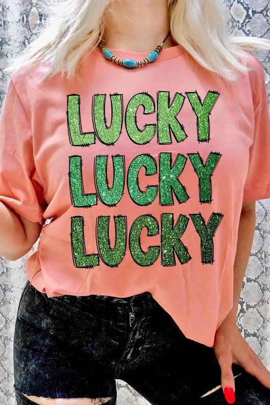 UNISEX SHORT SLEEVE LUCKY LUCKY LUCKY TEE SHIRT