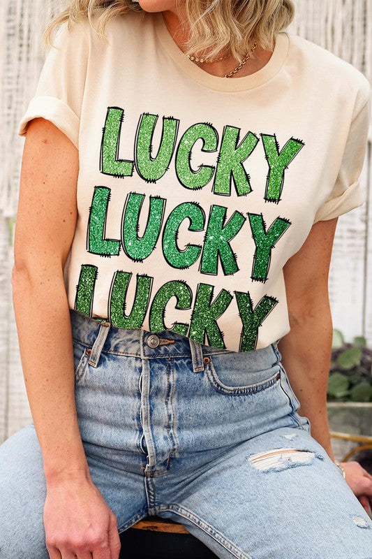 UNISEX SHORT SLEEVE LUCKY LUCKY LUCKY TEE SHIRT