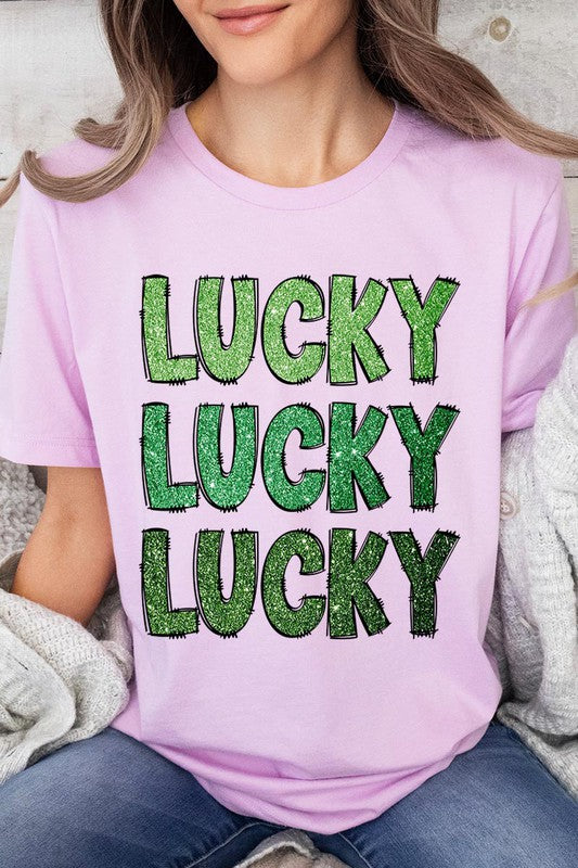 UNISEX SHORT SLEEVE LUCKY LUCKY LUCKY TEE SHIRT