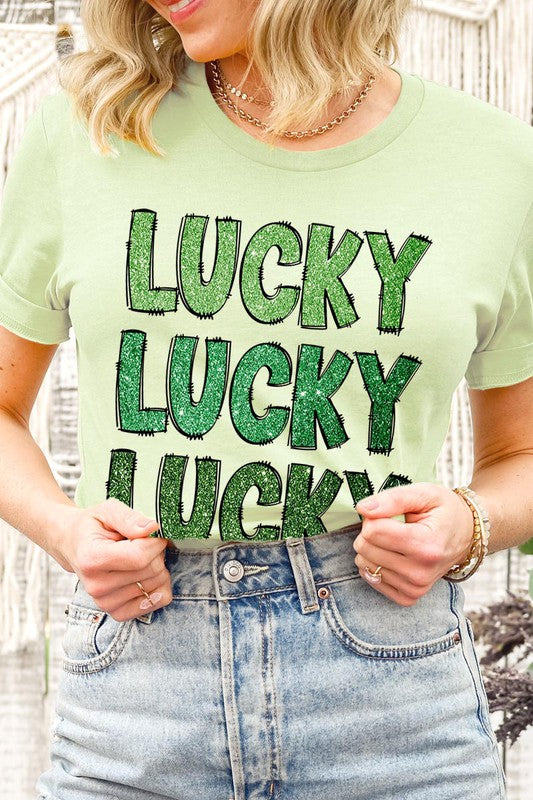 UNISEX SHORT SLEEVE LUCKY LUCKY LUCKY TEE SHIRT