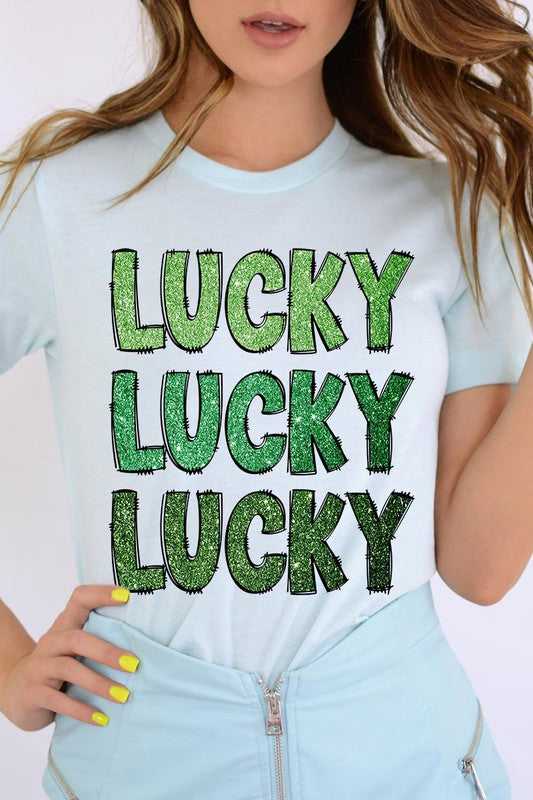 UNISEX SHORT SLEEVE LUCKY LUCKY LUCKY TEE SHIRT