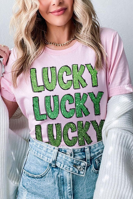 UNISEX SHORT SLEEVE LUCKY LUCKY LUCKY TEE SHIRT