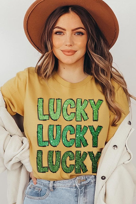 UNISEX SHORT SLEEVE LUCKY LUCKY LUCKY TEE SHIRT