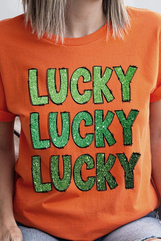 UNISEX SHORT SLEEVE LUCKY LUCKY LUCKY TEE SHIRT