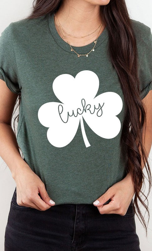 Lucky Clover White Shamrock PLUS SIZE Graphic Tee