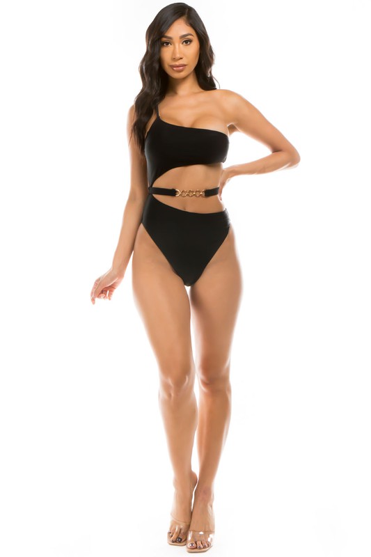 Chic Belt One Piece Swimsuit