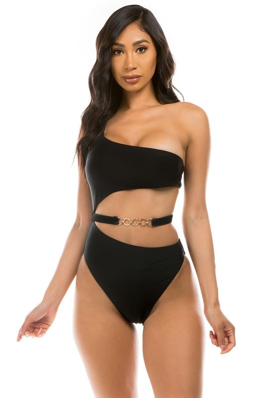 Chic Belt One Piece Swimsuit