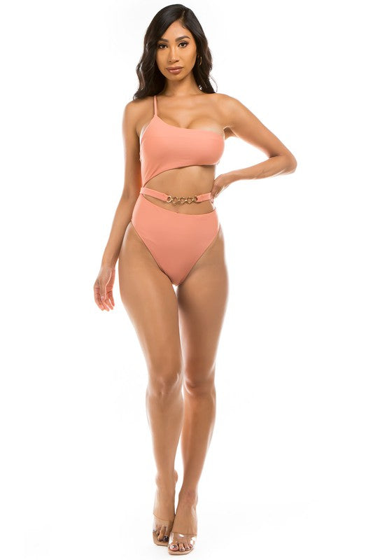 Chic Belt One Piece Swimsuit