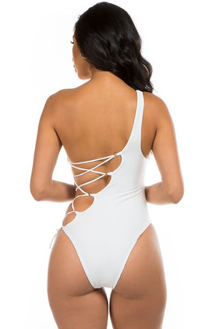 One Piece One Shoulder Size Criss Cross Cut Bathing Suit