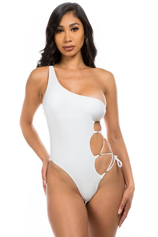 One Piece One Shoulder Size Criss Cross Cut Bathing Suit