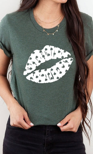 Shamrock Print Kiss St Patricks Graphic Tee