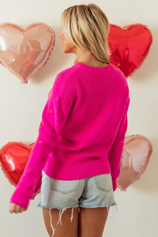 Red Heart Shape Drop Shoulder Round Neck Sweater