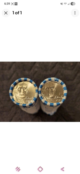 2025 D Jefferson Nickel Rolls 2-Roll Set 80 Coins BU Original Wrap