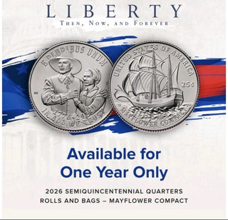 2026 P D Mayflower Compact Quarter 2-Coin Set BU Semiquincentennial