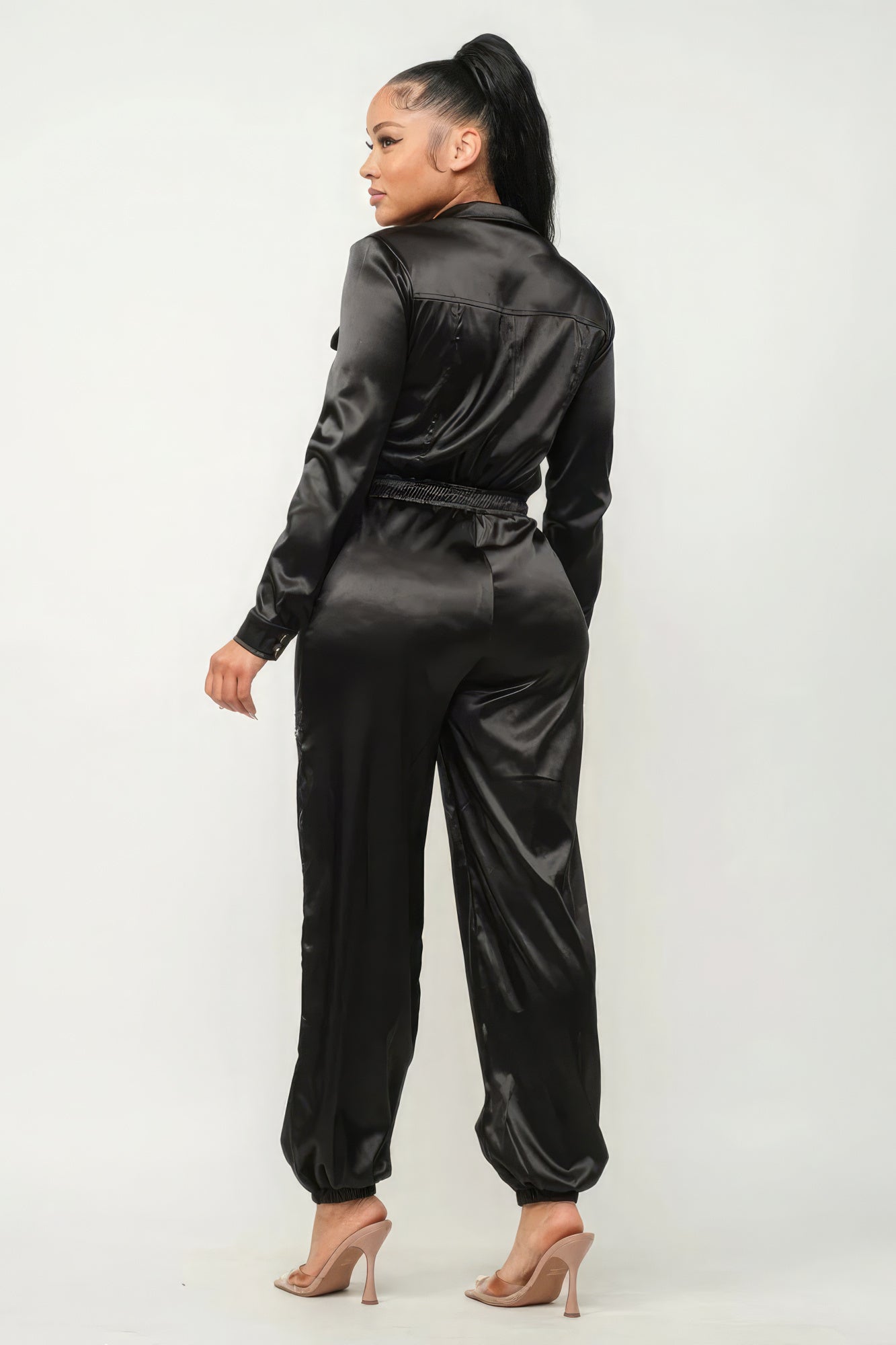 Front Zipper Pockets Jumpsuit Top And Pants